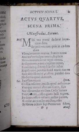 Scena Prima. Manfredus. Servus