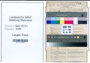 Entnazifizierung Franz Langes , geb. 27.12.1895 (Gewerbeoberlehrer)