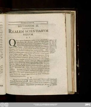 Sectionem II. Sistentem Realem Scientiarum Nexum.