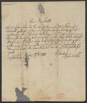 Brief an B. Schott's Söhne : 15.09.1817