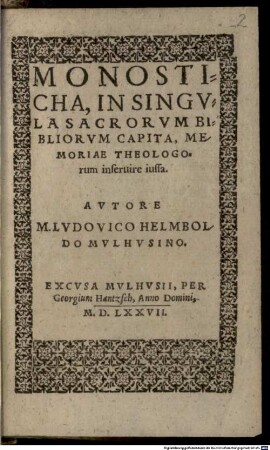 Monosticha in singula Sacr. Bibliorum capita