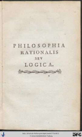 Philosophia Rationalis Seu Logica.