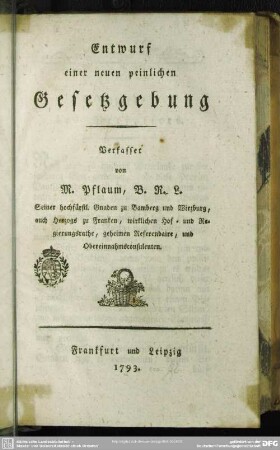 Entwurf einer neuen peinlichen Gesetzgebung