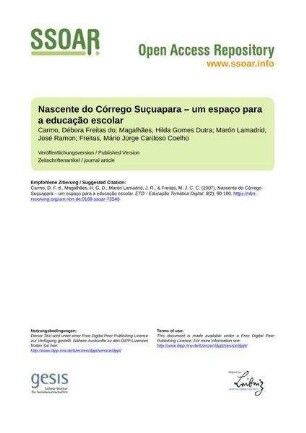 Nascente do Córrego Suçuapara – um espaço para a educação escolar