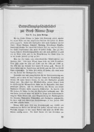 Entwicklungsgeschichtliches zur Groß-Altona-Frage
