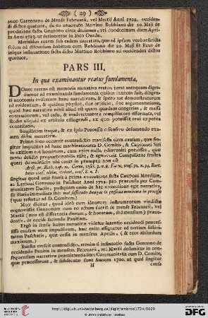 Pars III. In qua examinantur reatus fundamenta