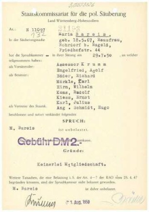 Bareis, Maria