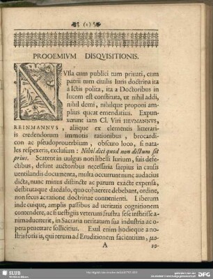 Prooemium Disquisitionis