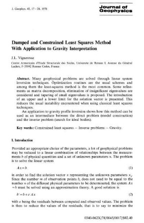 Damped and constrained least squares method with application to gravity interpretation