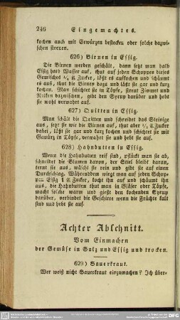 Achter Abschnitt. Vom Einmachen der Gemüse in Salz und Essig und trocken