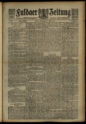 Erste Ausgabe vom Samstag, den 09. März 1912.