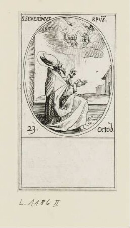 Oktober - Heiliger Severinus, Blatt 95 der Folge "Les images de tous les saincts et saintes de l'année"