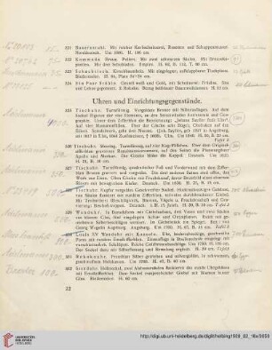 Uhren und Einrichtungsgegenstände (Nr. 325-337)