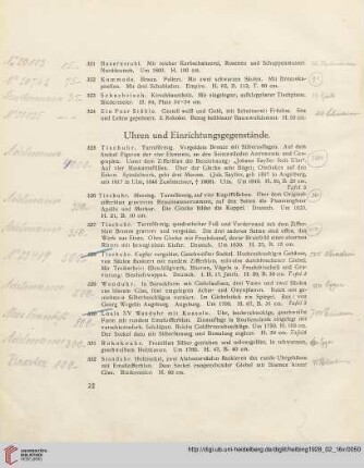Uhren und Einrichtungsgegenstände (Nr. 325-337)