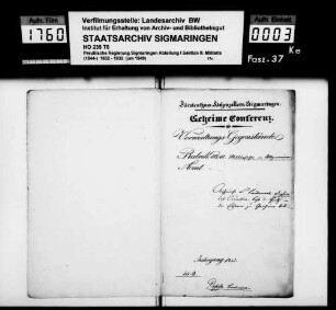 Dienst- und Personalakte des Hauptmanns Karl Dopfer zu Sigmaringen