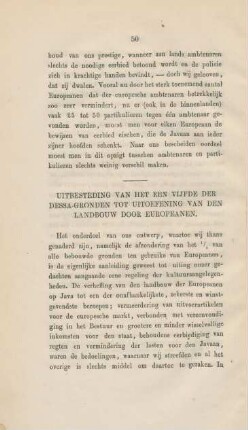 Uitbesteding van het een vijfde der dessa-gronden tot uitoefening van den landbouw door Europeanen