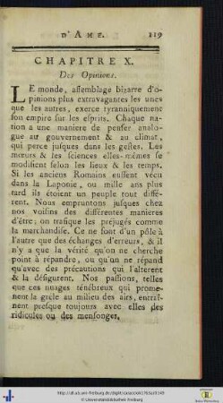 Chap. X. Des Opinions.