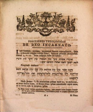 Positiones theol. de Deo incarnato : textu originali Hebraico, paraphrasi Chaldaica, et versione Syriaca illustratae