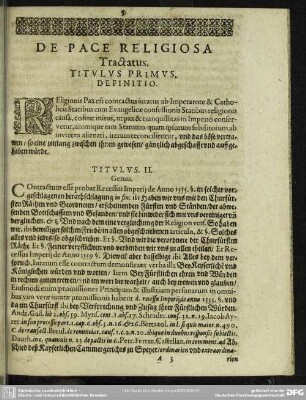 De Pace Religiosa Tractatus. Titulus Primus. Definitio