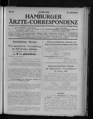 No. 20. 19. Mai 1918. 21. Jahrgang.