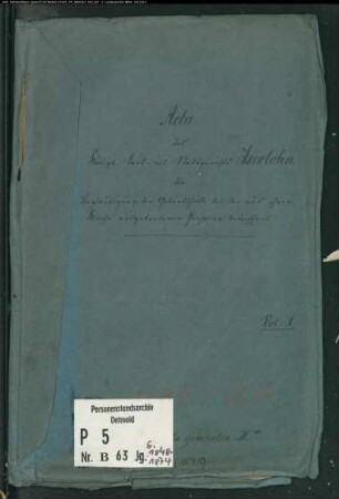 Belegakte zu den Zivilstandsregistern der Dissidenten mit den Orten Evingsen, Iserlohn und Kalle (G 1848-1874)
