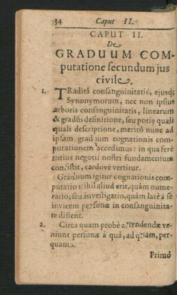 Caput II. De graduum Computatione secundum ius civile.
