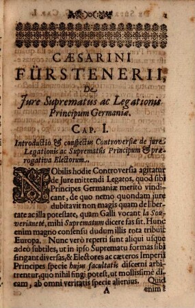 Caesarini Fürstenerii Tractatus De Jure Suprematus Ac Legationis Principum Germaniae