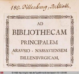 Exlibris der Bibliothek zu Dillenburg