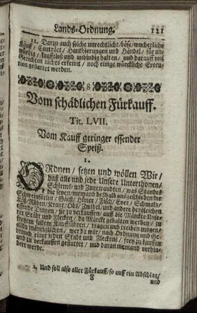 Vom schädlichen Fürkauff. Tit. LVII.