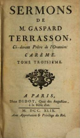 Sermons, 3. Carême