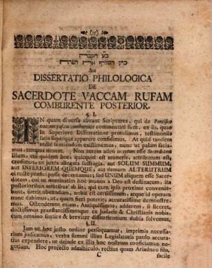 Diss. philol. de sacerdote comburente vaccam rufam, Diss. posterior