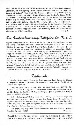 Die Fünfundzwanzig-Jahrfeier des R. d. J.