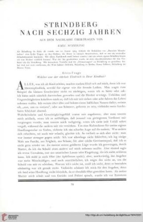 4: Strindberg nach sechzig Jahren