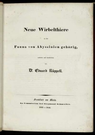 Neue Wirbelthiere zu der Fauna von Abyssinien gehörig