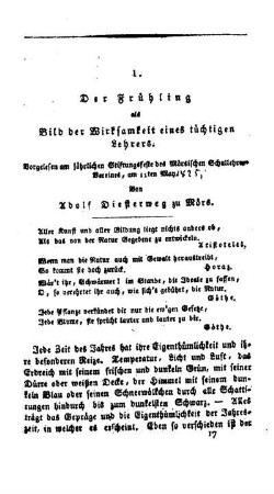 Der Frühling als Bild der Wirksamkeit eines tüchtigen Lehrers