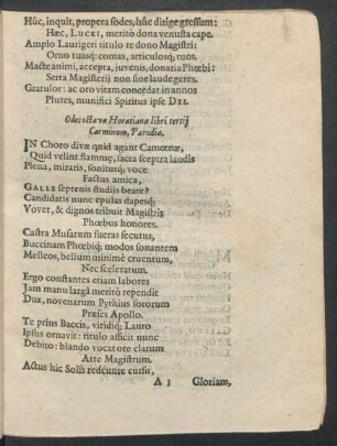 Odes octavae Horatianae libri tertii Carminum, Parodia.