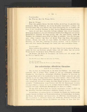 Der selbständige Chemiker.