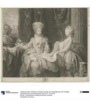 Porträt der Charlotte, Königin von Großbritannien mit Charlotte, Kronprinzessin von Großbritannien