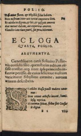 Ecloga Quarta, Pollio.
