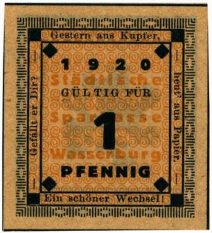 Geldschein / Notgeld, Pfennig, 1920