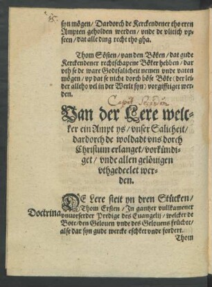 Van der Lere weltker ein Ampt ys/ unser Salicheit/ dadorch de ...