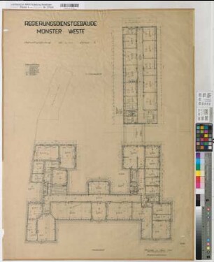 Münster (Münster) Regierung Bl. 6 Grundriß Dachgeschoß 1953 1 : 100 94 x 71 Zeichnung Hochbauamt Münster