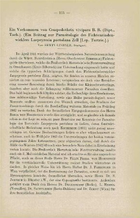Ein Vorkommen von Craspedothrix vivipara B. B. (Dipt., Tach.). (Ein Beitrag zur Parasitologie des Fichtenrindenwicklers Laspeyresia pactolana Zell [Lep. Tortric].)
