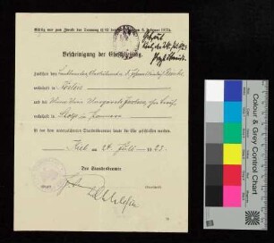 Gültig nur zum Zwecke der Trauung (§ 28 des Gesetzes vom 6. Febr. 1875)