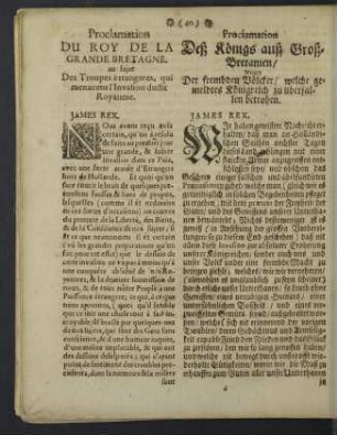 Proclamation des Königs auß Groß-Bretanien