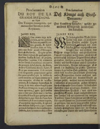Proclamation des Königs auß Groß-Bretanien