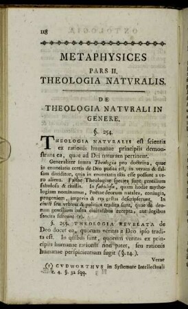 De Theologia Naturali In Genere