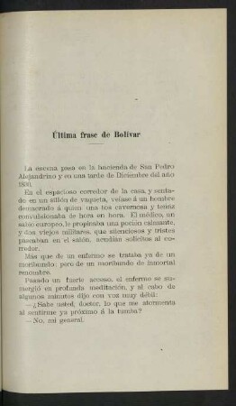 Última frase de Bolívar