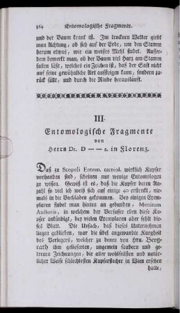 III. Entomologische Fragmente