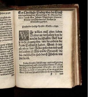 Ein Christliche Predig/ vber der Leych vnd begrbdnuß des Ehrwirdigen D. Martini Luthers/ durch Ern Johann Bugenhagen Pomern/ Doctor vnd Pfarrherr der Kirchen zu Wittemberg gethan